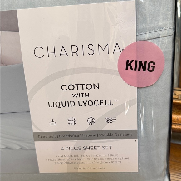 Charisma King 4 piece Sheet Set - Soft Blue - Picture 7 of 12